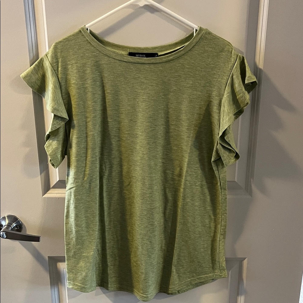 Green Ruffle Sleeve Tee